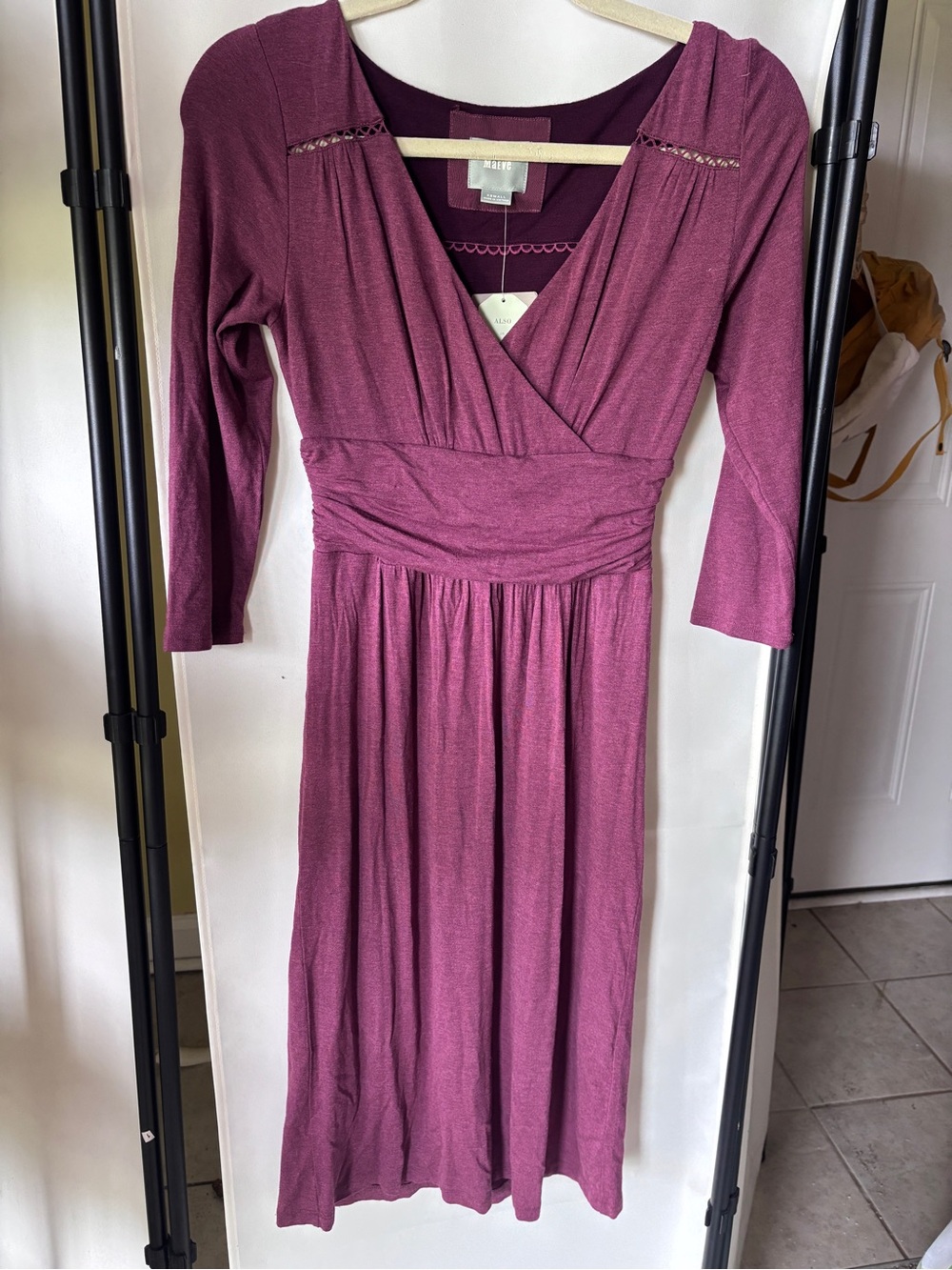 Anthropologie Maeve NWT Plum Wrap-Style Midi Dress